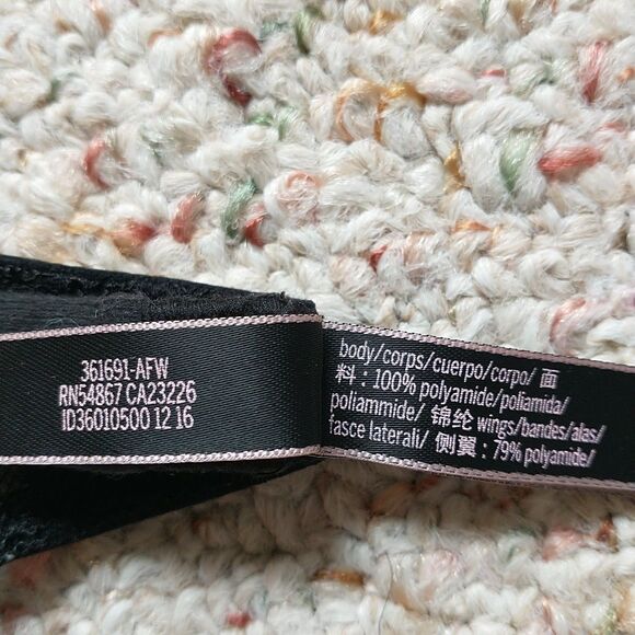 Victoria's Secret Very Sexy Unlined Plunge Bra 32C Black Lace Underwire Floral - Picture 7 of 10